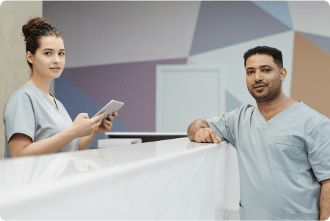 Male and female dentist at dentist office